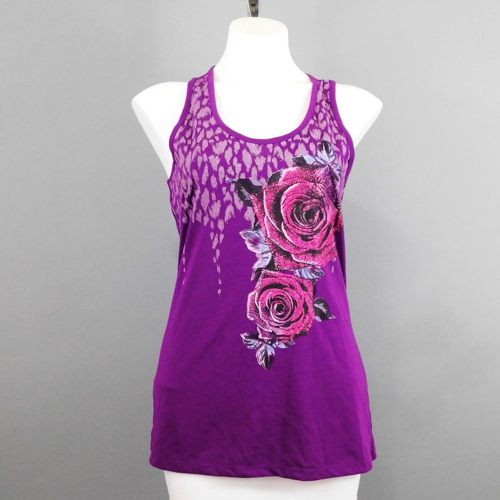 Bongo Women Tank Top Purple‎ Floral Print
